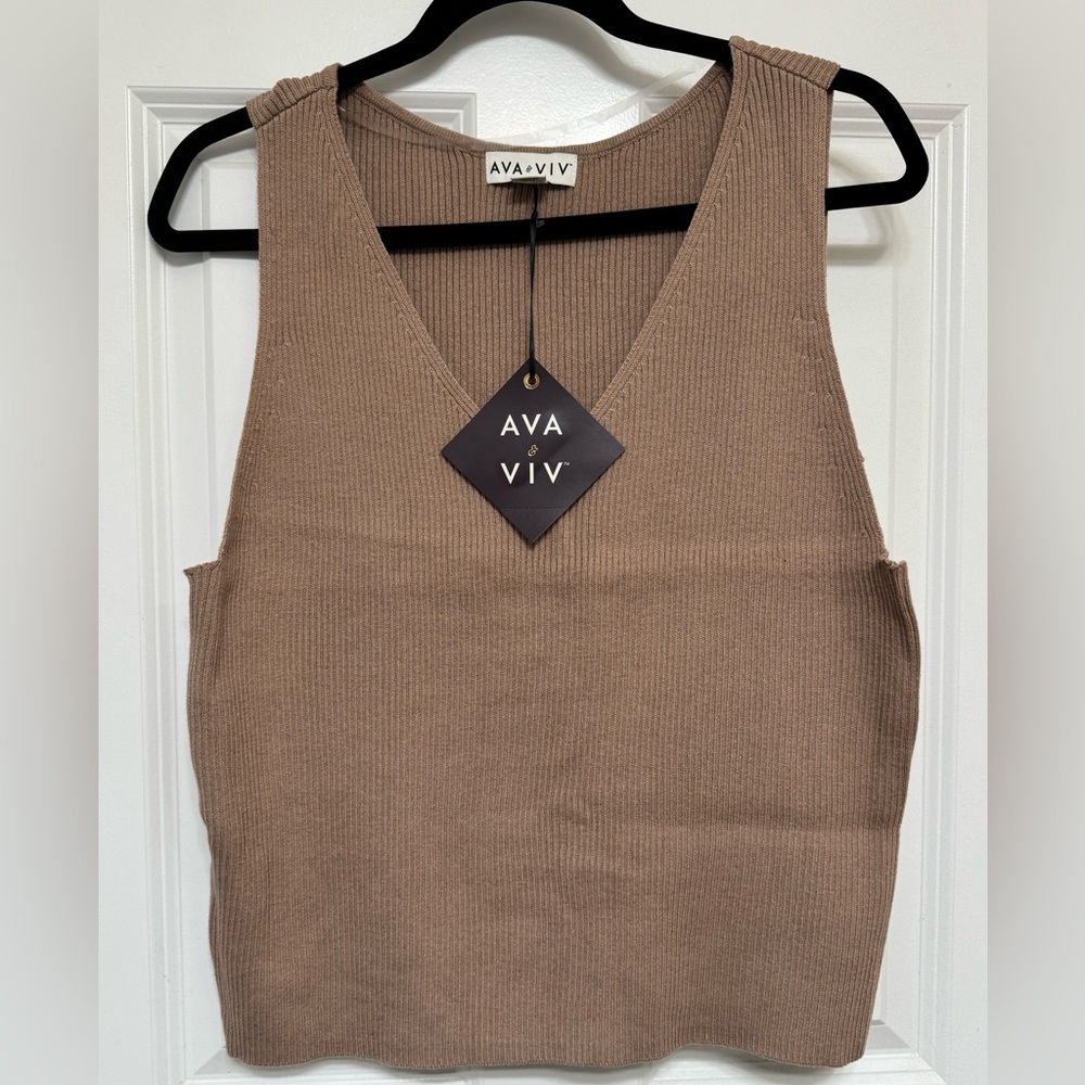 Ava & Viv Women's Brown Ribbed Tank Top